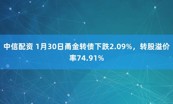 中信配资 1月30日甬金转债下跌2.09%，转股溢价率74.91%