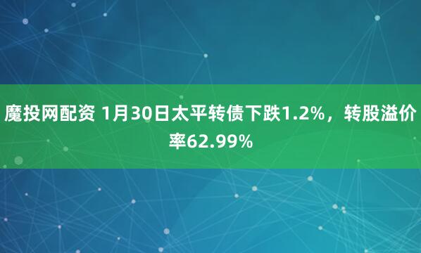 魔投网配资 1月30日太平转债下跌1.2%，转股溢价率62.99%